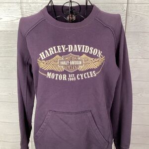 Harley-Davidson Purple Crewneck with Gold Logo